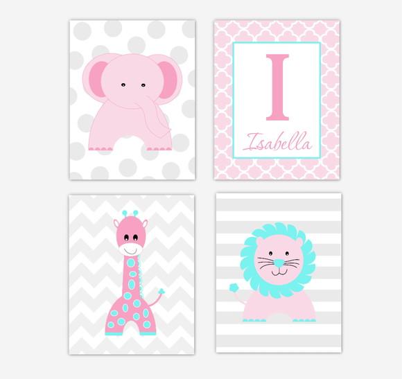 Kit 4 Placas Decorativas Zoo Safari MDF Nome personalizado