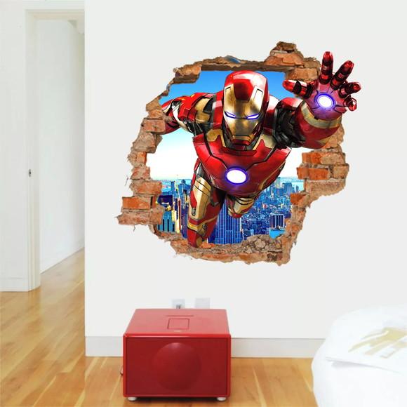 Adesivo decorativo Homem de Ferro Buraco 3D