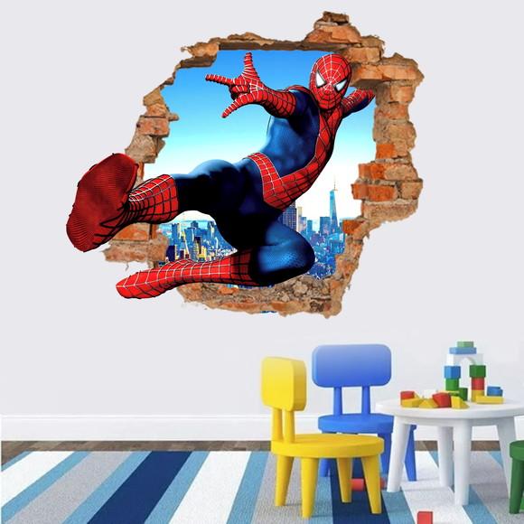 Adesivo decorativo Homem Aranha Buraco 3D