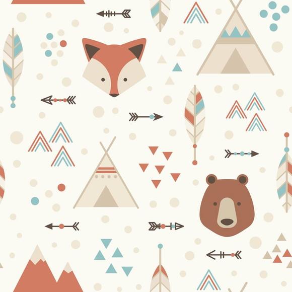 Papel de parede Urso e Raposa