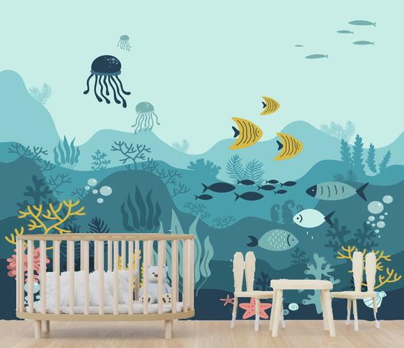 Papel de Parede Auto Adesivo Fundo do Mar Oceano M²