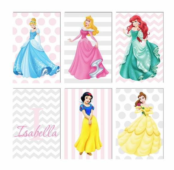 Kit 9 Placas Decorativas Princesas Disney