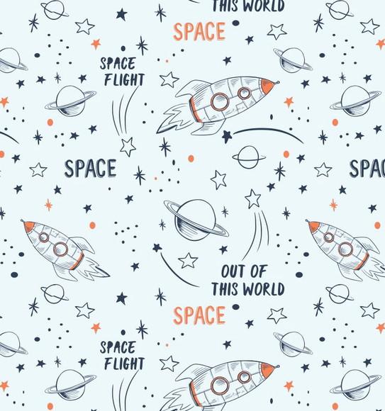 Papel de parede Planetas Espaço Astronauta Azul 300x58cm