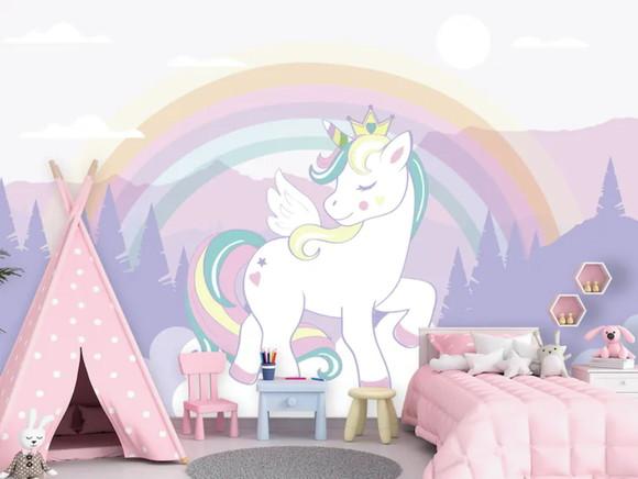 Papel de Parede Arco Íris Unicornio m²