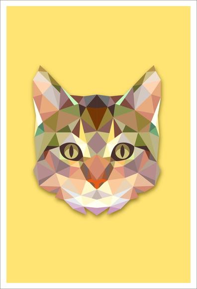 Poster Adesivo Gato Poligonal