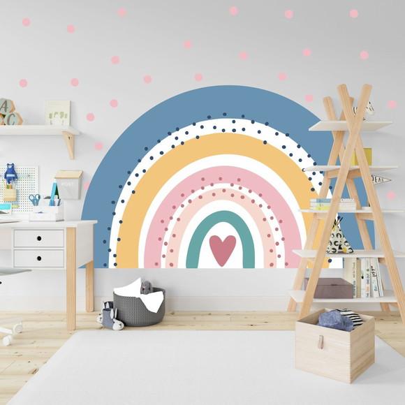 Adesivo Parede Arco Íris Rainbow Colors Bolinhas 150x90cm