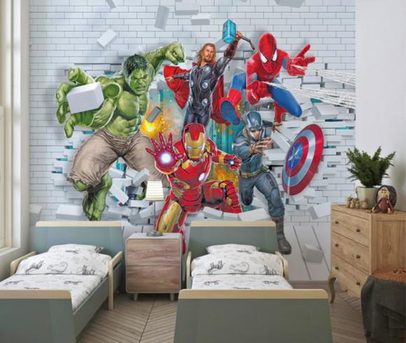 Papel de Parede Adesivo Infantil Vingadores Heróis M²