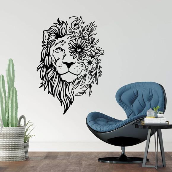 Adesivo Decorativo Parede Leão Floral 80x55cm