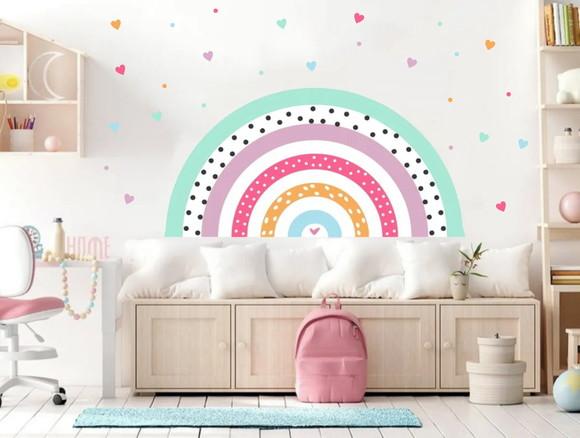 Adesivo Parede Arco Íris Amor 180x90cm Corações