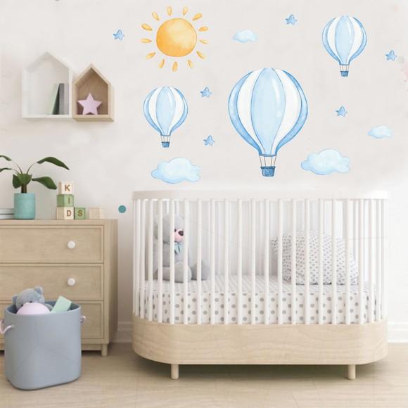 Adesivos Parede Balão Nuvens Sol Aquarela Infantil