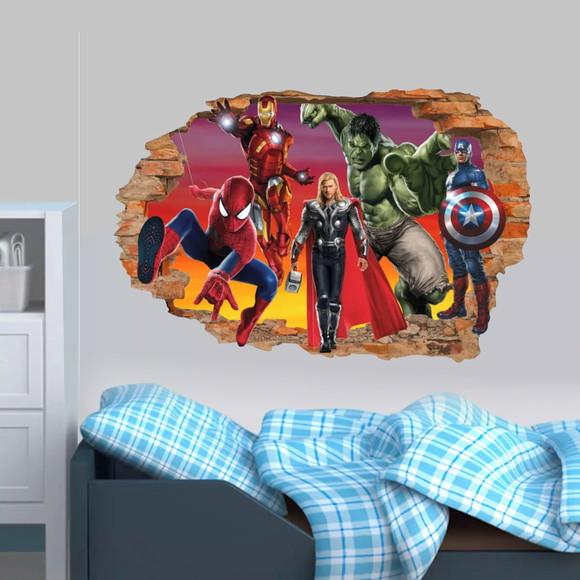 Adesivo Decorativo Heróis Vingadores Buraco 3d