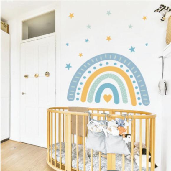 Adesivo de Parede Infantil Arco Iris - Estrelas 110x80 cm