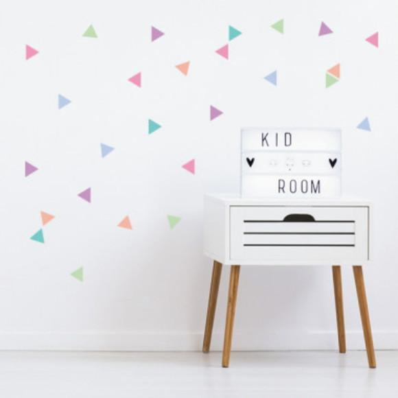 Adesivos de Parede Triângulos Coloridos Infantil 6cm 50und