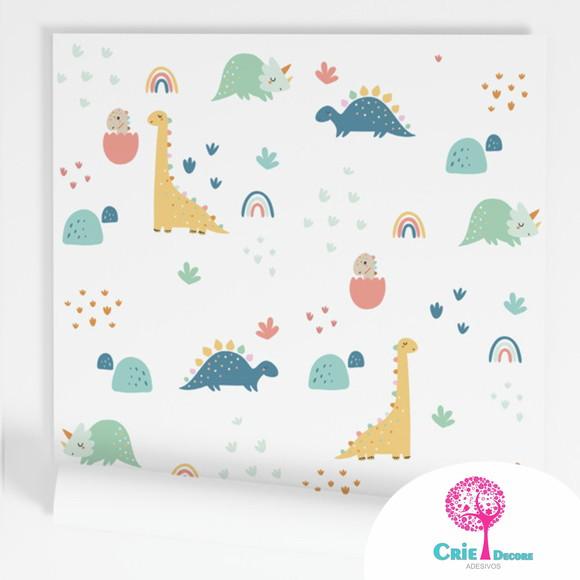 Papel de Parede Adesivo Infantil Dinossauros Baby