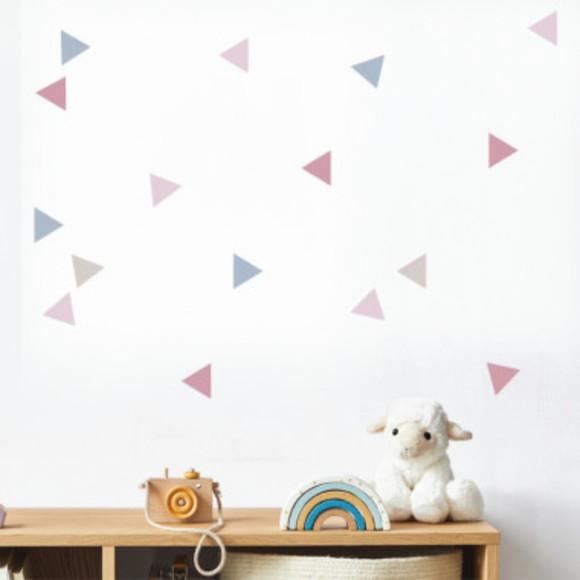 Adesivos de Parede Triângulos Rosa Azul e Cinza 6cm 50und