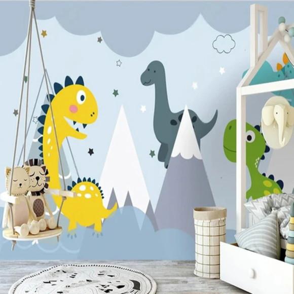 Papel Parede Auto Adesivo Dinossauro Baby Montanhas M²