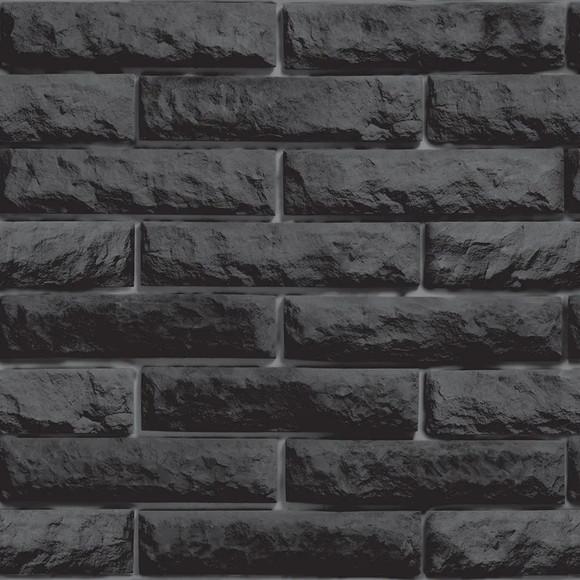 Papel de parede Tijolinho Preto Rustico