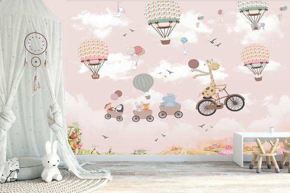 Papel de Parede Safari Balão Zoo Baby M²