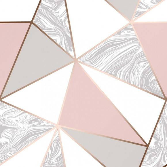 Papel De Parede Auto Adesivo Zara Rosê Gold Geométrico 3mts