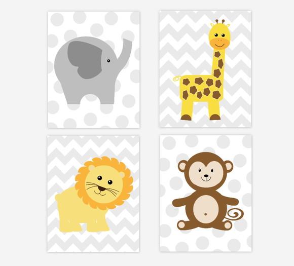 Kit 4 Placas Decorativas Zoo Safari MDF 08