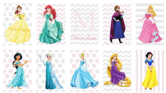 Kit 10 Placas Decorativas Princesas Disney