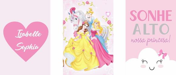 Kit 3 Placas Decorativas Princesas