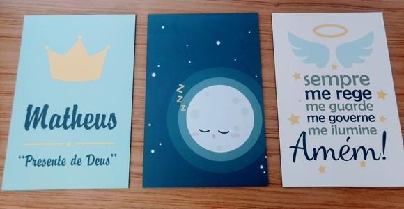 Kit 3 Placas Decorativas Nome, Lua, Frase