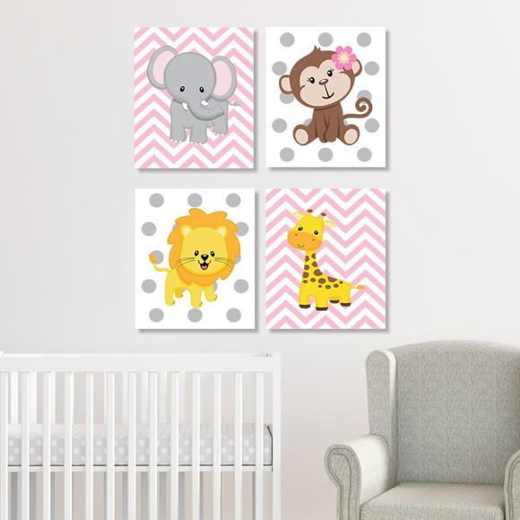 Kit 4 Placas Decorativas Zoo Safari MDF 04