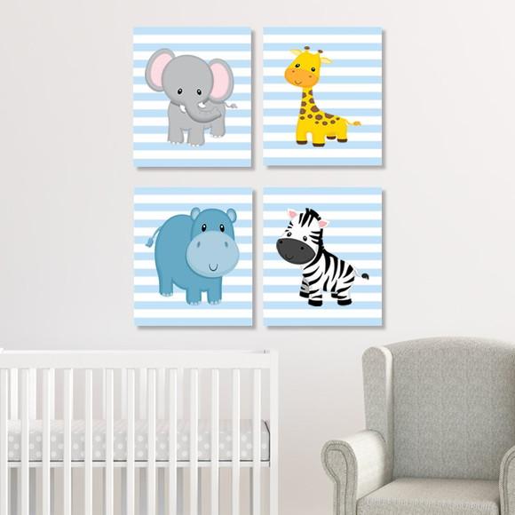 Kit 4 Placas Decorativas Zoo Safari MDF 01
