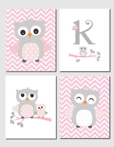 Kit 4 Placas Decorativas Corujihas MDF 04