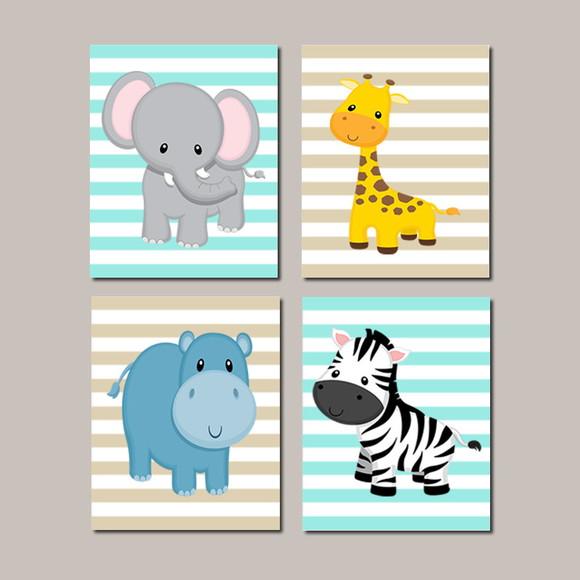 Kit 4 Placas Decorativas Zoo Safari MDF 03