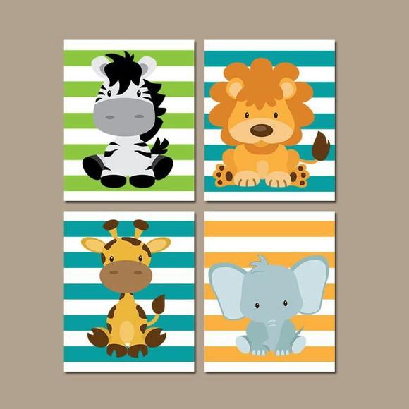 Kit 4 Placas Decorativas Zoo Safari MDF 06