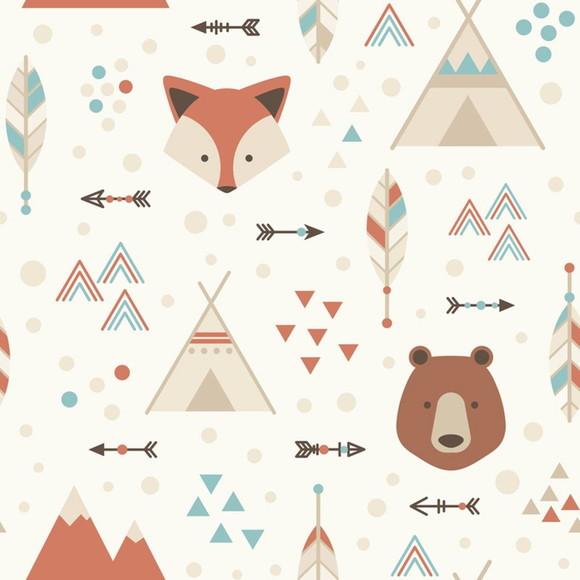Papel de parede Urso e Raposa 01