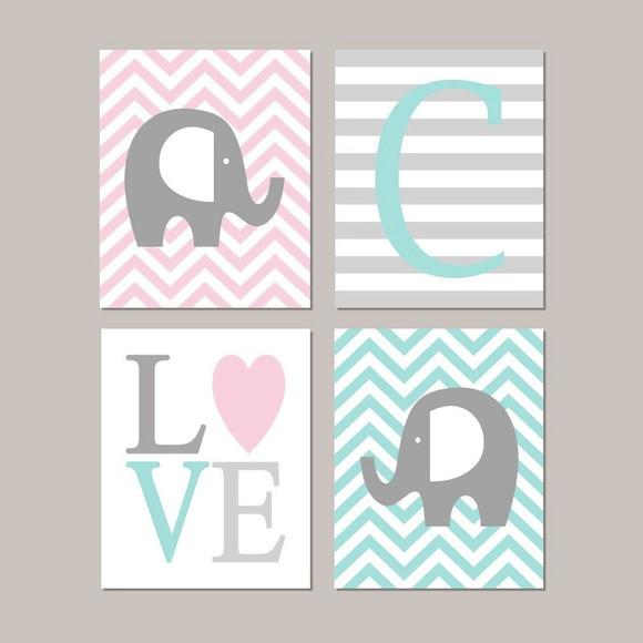 Kit 4 Placas Decorativas Elefantes MDF 01