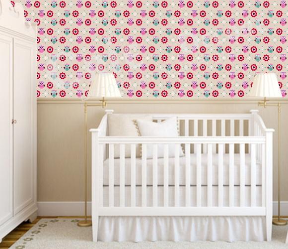 Papel de Parede Vinílico Coruja Flor