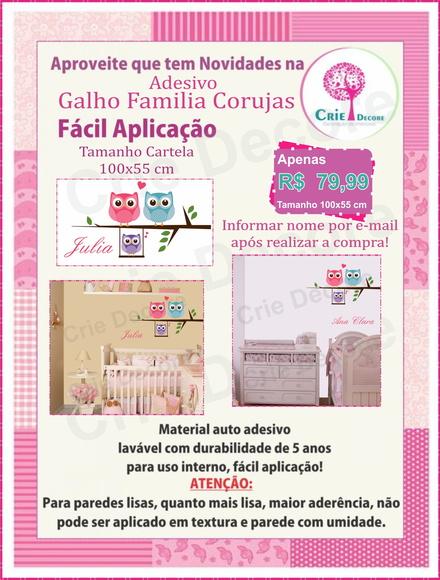 Adesivo Galho Familia Corujas