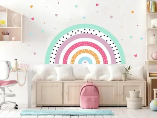 Adesivo Parede Arco Íris Amor 180x90cm Corações