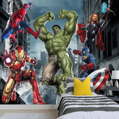 Papel de Parede Adesivo Infantil Heróis Vingadores M²