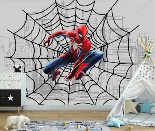 Papel De Parede Auto Adesivo Homem Aranha Teia M²
