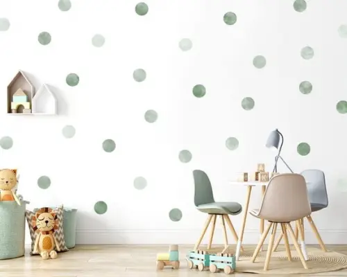 Adesivos de Parede Bolinhas Coloridas Verde Aquarela 40 Und