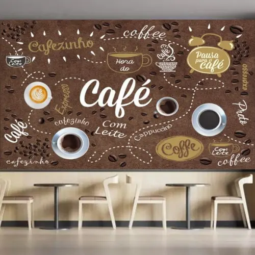 Papel De Parede Cozinha Café Cafeteria Marrom
