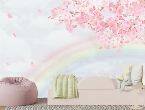 Papel de Parede Adesivo Arco Iris Floral Aquarela M²