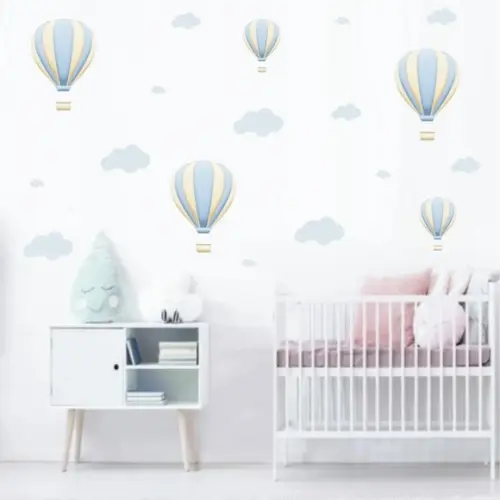Adesivos Parede Balões Nuvens Infantil Azul Bebe