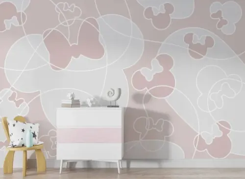 Papel de Parede Adesivo Disney Minnie Rosa M²
