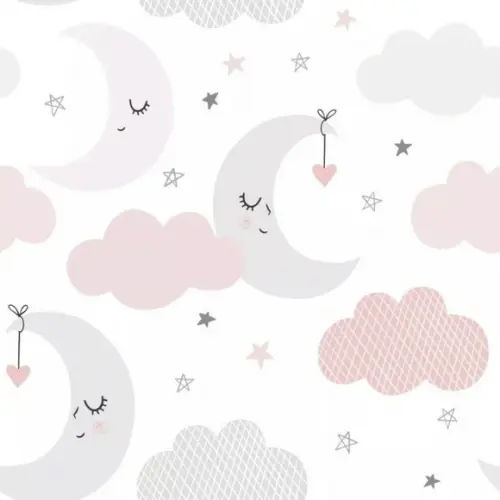 Papel De Parede Vinilico Infantil Nuvens Com Lua