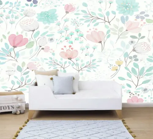 Papel De Parede Adesivo Floral Aquarela M²