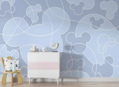 Papel de Parede Disney Mickey Mouse Azul M²