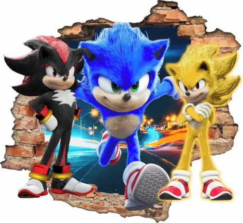 Adesivo Parede Infantil Sonic Buraco 3d 1 Metro