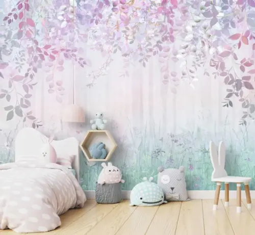 Papel de Parede Adesivo Jardim Encantado Aquarela M²