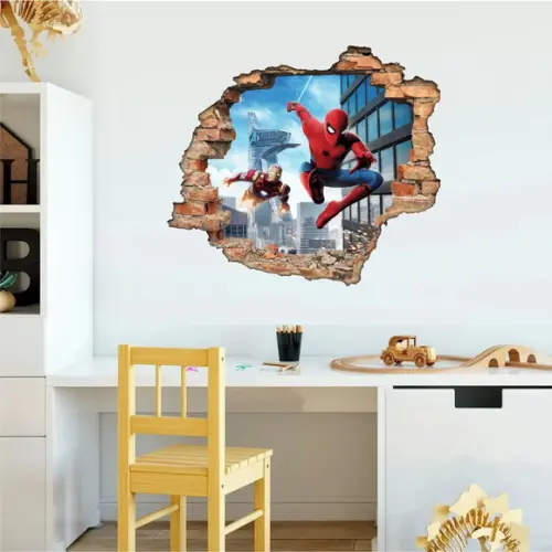 Adesivo Parede Infantil Homem Aranha Buraco 3D